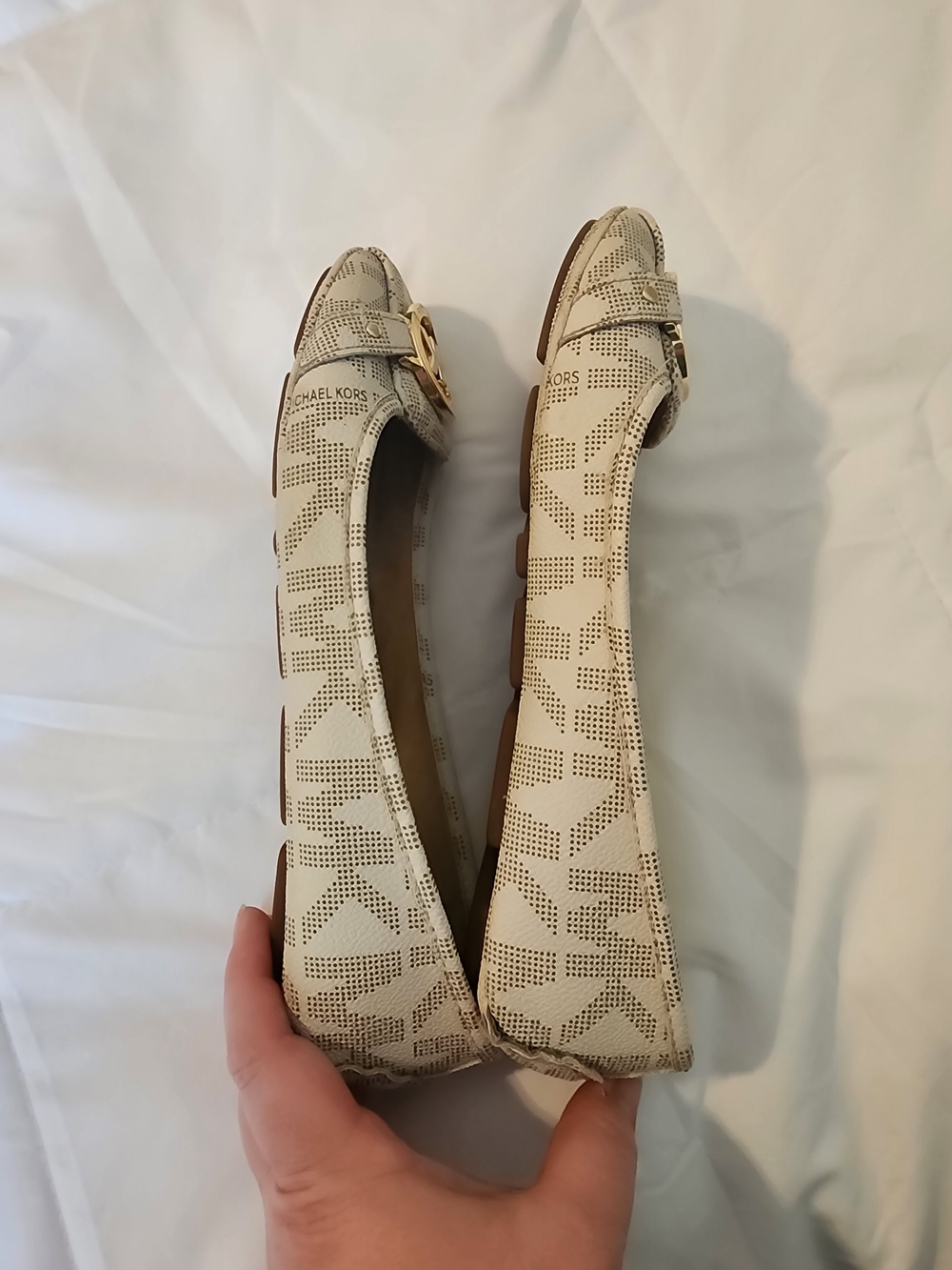 Michael Kors Women's Cream Logo Ballet Flats - Picture 8 of 8